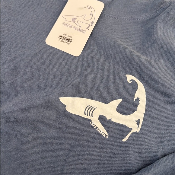 Comfort Colors Other - Comfort Colors Men's Long Sleeve Tee in Dusty Blue with White Shark Graphic